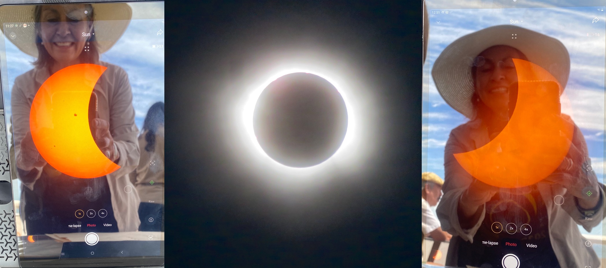 Fases del eclipse con selfie
