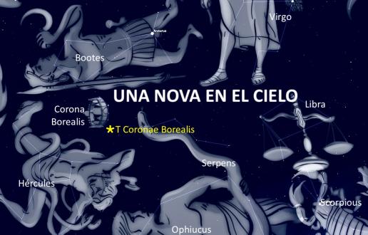 Mapa celeste con localización de T CrB