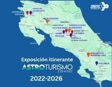  Mapa de los sitios de exposición de la muestra de Astroturismo en Costa Rica 
